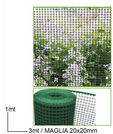 Rete Protettiva In Plastica Per Aiuole 1 X 3 Mt A Maglia Quadrata 20x20 Mm 18261
