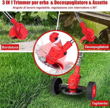 Decespugliatore A Batteria 21v Tagliabordi Elettrico Altezza Regolabile Per Giardini
