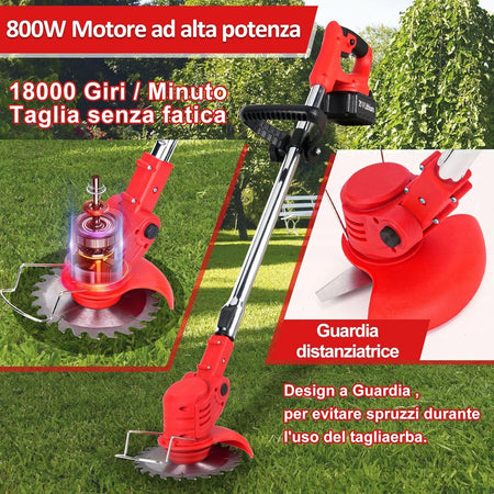 Decespugliatore A Batteria 21v Tagliabordi Elettrico Altezza Regolabile Per Giardini
