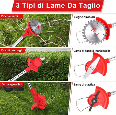 Decespugliatore A Batteria 21v Tagliabordi Elettrico Altezza Regolabile Per Giardini