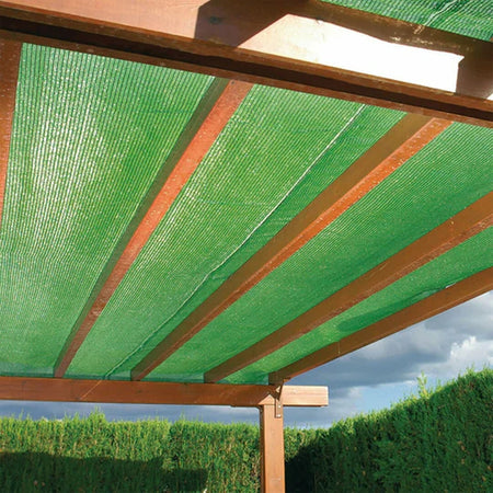 Set 2pz Rete Telo Ombreggiante Di Copertura Verde 1.5x5mt Parasole Giardino Esterni 230744