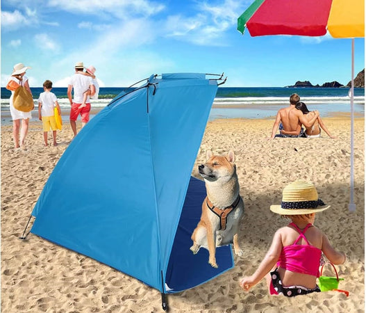 Tenda Da Spiaggia Paravento Parasole Con Picchetti Portatile Mare 220x110x100cm 206403
