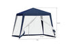 Gazebo Tenda Da Giardino Resistente Removibile 2.5x2.4x3mt Blu Con Zanzariera 222709