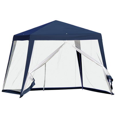 Gazebo Tenda Da Giardino Resistente Removibile 2.5x2.4x3mt Blu Con Zanzariera 222709