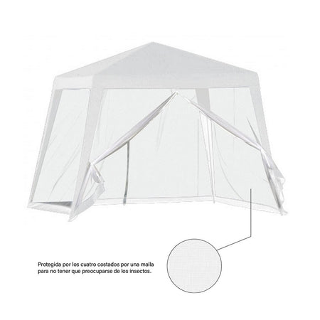 Gazebo Tenda Da Giardino Resistente Removibile 2.5x2.4x3mt Bianco Con Zanzariera 222708