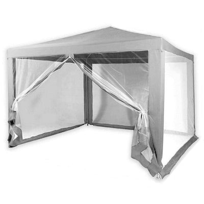Gazebo 2,4x3x2,50mt Tendone Giardino Telo Grigio Impermeabile Con Zanzariera 016560