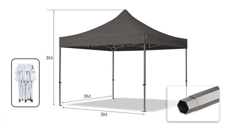 Gazebo Pieghevole Giardino 3x3x3mt Tenda Telo Grigio Padiglione Mercati Sagre 222714