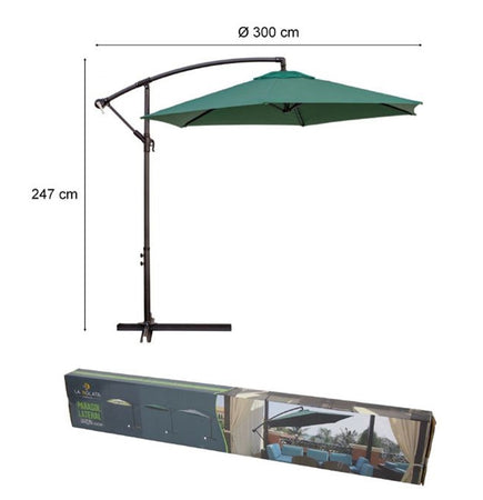 Ombrellone Decentrato Lato Da Giardino Protezione Solare Parasole ⌀300cm Verde 206426