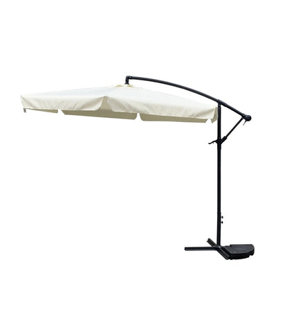 Ombrellone Laterale Da Giardino Protezione Sole 2x3mt Impermeabile Beige Con Base 223211