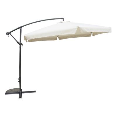 Ombrellone Laterale Da Giardino Protezione Sole 2x3mt Impermeabile Beige Con Base 223211