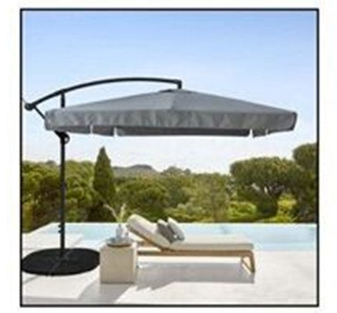 Ombrellone Laterale Da Giardino Protezione Sole 2x3mt Impermeabile Grigio Con Base 223212