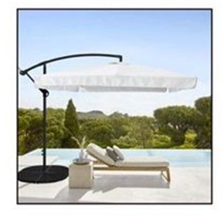Ombrellone Laterale Da Giardino Protezione Sole 2x3mt Impermeabile Bianco Con Base 223213