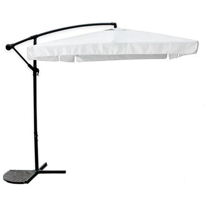 Ombrellone Laterale Da Giardino Protezione Sole 2x3mt Impermeabile Bianco Con Base 223213