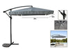 Ombrellone A Braccio Laterale Da Giardino 3x3mt Protezione Sole Grigio Con Base 223217