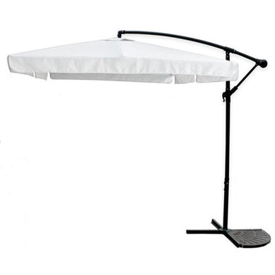 Ombrellone A Braccio Laterale Da Giardino 3x3mt Protezione Sole Bianco Con Base 223218