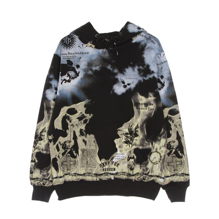 IHS Felpa Leggera Cappuccio Uomo Clouds &amp; Flames Hoodie Black/multi da uomo
