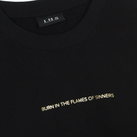 IHS Felpa Leggera Girocollo Uomo New Flames Sweatshirt Black da uomo