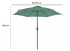 Ombrellone Da Giardino Gazebo Ombrello Parasole 236xø270cm Verde Con Manovella 206423
