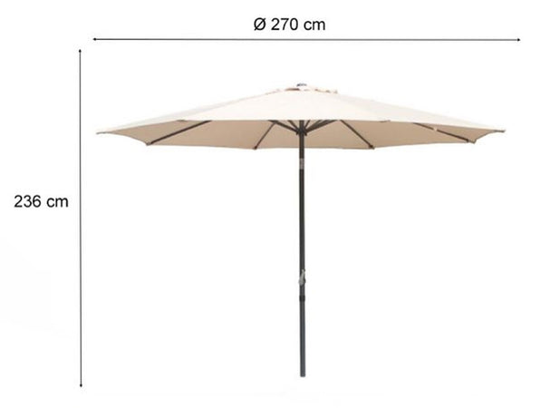 Ombrellone Da Giardino Gazebo Ombrello Parasole 236xø270cm Beige Con Manovella 206424
