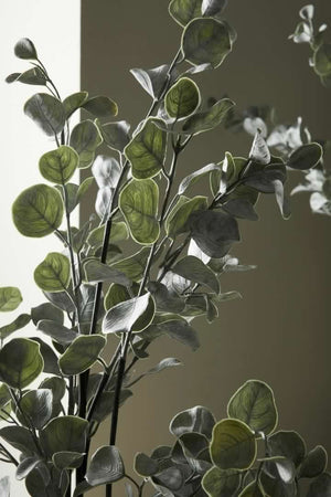 Pianta artificiale "Eucalipto" con vaso in plastica nera, alta qualità