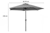 Ombrellone Da Giardino Gazebo Ombrello Parasole 236xø270cm Grigio Con Manovella 206425