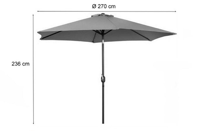 Ombrellone Da Giardino Gazebo Ombrello Parasole 236xø270cm Grigio Con Manovella 206425