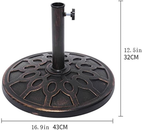 Base Rotonda Per Ombrellone Da Esterno Giardino Palo Centrale ø43xh32cm Nero 016594