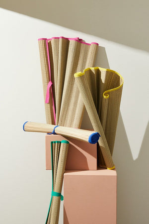 Stuoia da spiaggia e campeggio in paglia richiudibile con laccetto 180 x 60 cm