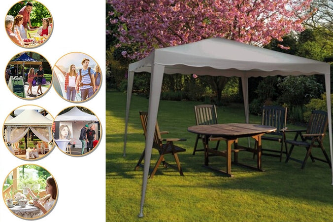 Gazebo 3x3x2,5 Mt Pieghevole Grigio Impermeabile Richiudibile Tendone Giardino 016561