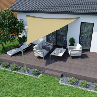 Vela Tenda Triangolare Parasole Protezione Sole Ombreggiatura Giardino 3x3x3mt Beige 017019