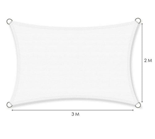 Vela Tenda Rettangolare Parasole Protezione Sole Ombra Giardino 2x3mt Bianca 017034