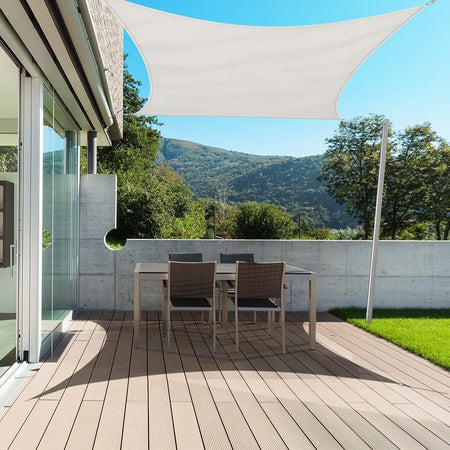 Vela Tenda Rettangolare Parasole Protezione Sole Ombra Giardino 2x3mt Bianca 017034
