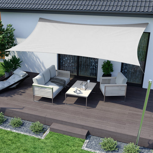 Vela Tenda Rettangolare Parasole Protezione Sole Ombra Giardino 2x3mt Bianca 017034