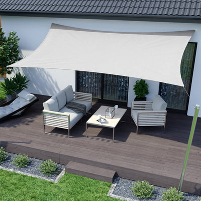 Vela Tenda Rettangolare Parasole Protezione Sole Ombra Giardino 3x4 Mt Bianca 017036