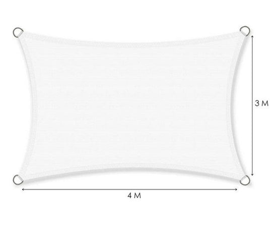 Vela Tenda Rettangolare Parasole Protezione Sole Ombra Giardino 3x4 Mt Bianca 017036