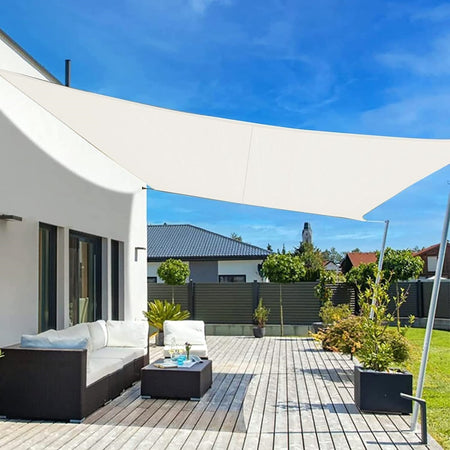 Vela Tenda Rettangolare Parasole Protezione Sole Ombra Giardino 3x4 Mt Bianca 017036