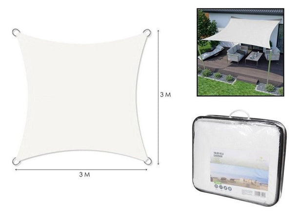 Vela Tenda Quadrata Parasole Protezione Sole Ombreggiatura Giardino 3x3mt Bianca 017035