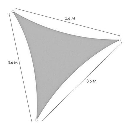 Vela Tenda Triangolare Parasole Protezione Sole Ombra Giardino 3.6x3.6x3.6mt Grigio 222569