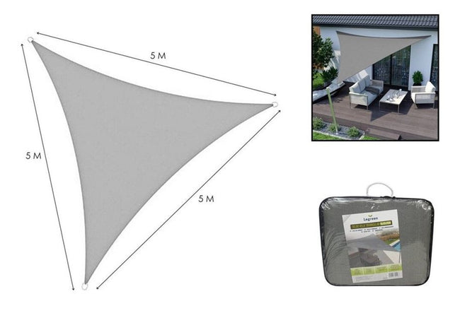 Vela Tenda Triangolare Parasole Protezione Sole Ombra Giardino 5x5x5 Mt Grigio 222570