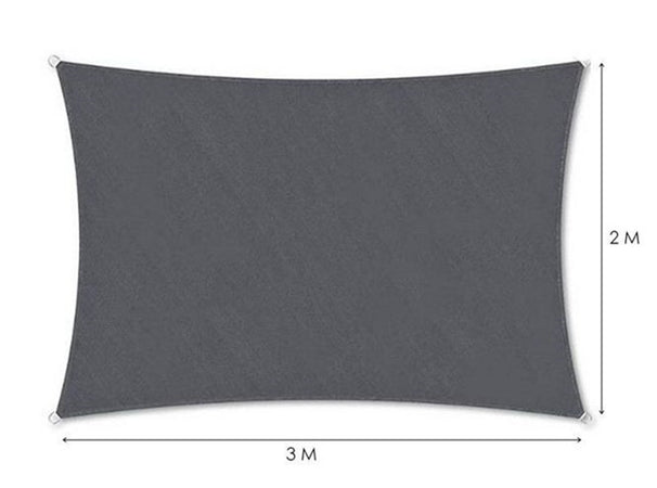 Vela Tenda Rettangolare Parasole Protezione Sole Ombra Giardino 2x3 Mt Grigio 222583