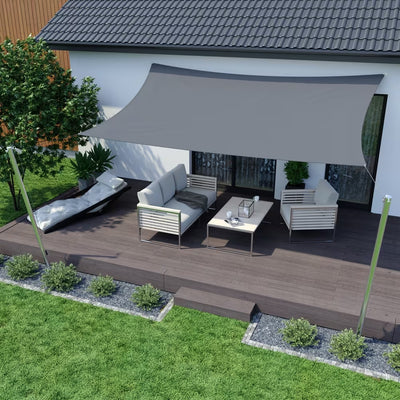 Vela Tenda Rettangolare Parasole Protezione Sole Ombra Giardino 2x3 Mt Grigio 222583