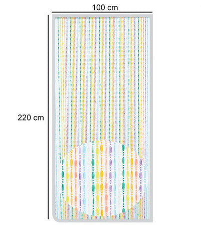 Tenda Moschiera Con Fili Perline Decoro Multicolore In Pvc 100x220cm Tpl04 017336