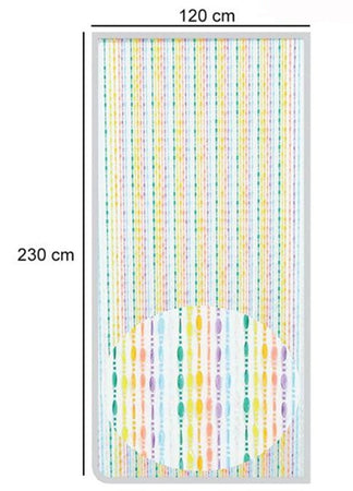 Tenda Moschiera Con Fili Perline Decoro Multicolore In Pvc 120x230cm Tpl07 017337