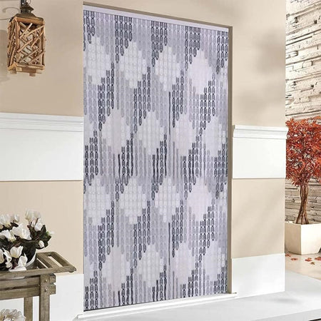 Tenda Moschiera Con Piastrine Bicolore Bianco-grigia In Pvc 100x220 Cm Tpl70 017390