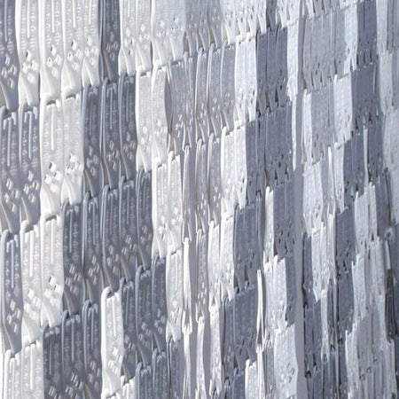 Tenda Moschiera Con Piastrine Bicolore Bianco-grigia In Pvc 100x220 Cm Tpl70 017390