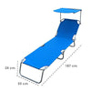 Lettino Con Tettuccio Parasole Blu Sdraio Prendisole 187x55x24 Cm Pieghevole 281018
