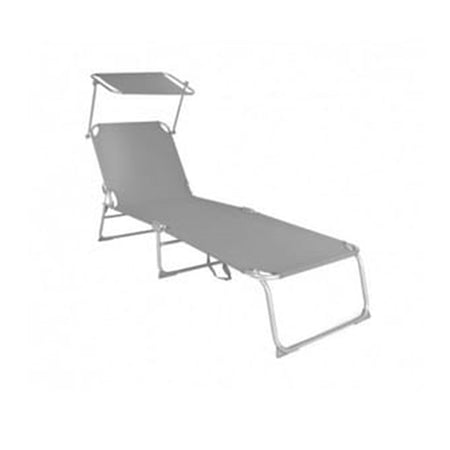 Lettino Con Tettuccio Parasole Grigio Sdraio Prendisole 187x55x24 Cm Pieghevole 281019