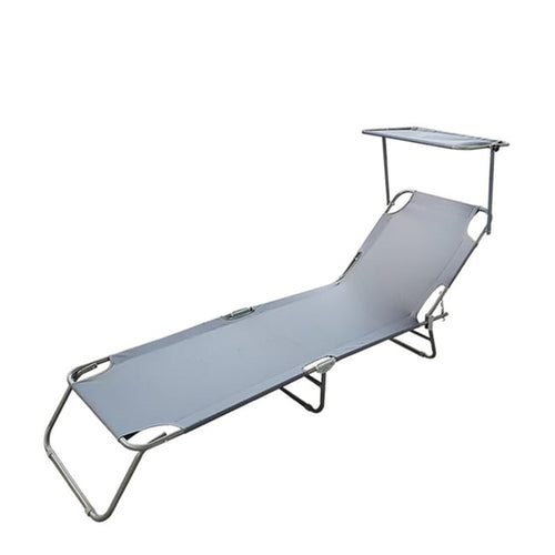 Lettino Con Tettuccio Parasole Grigio Sdraio Prendisole 187x55x24 Cm Pieghevole 281019