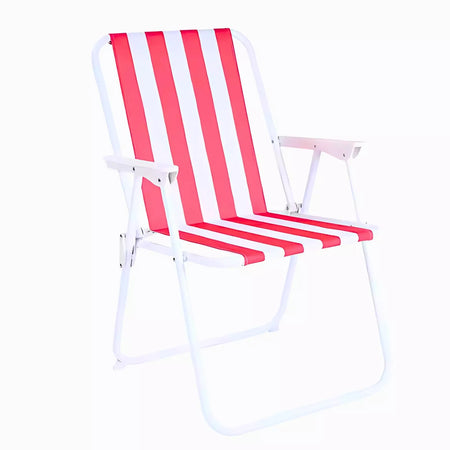 Sedia Relax Alta Sdraio Spiaggina Pieghevole Mare Giardino Campeggio Oxford Rigata 350009