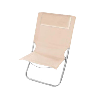 Spiaggina Con Cuscino Per Testiera Crema 57x47x95 Cm Pieghevole Portatile 281016